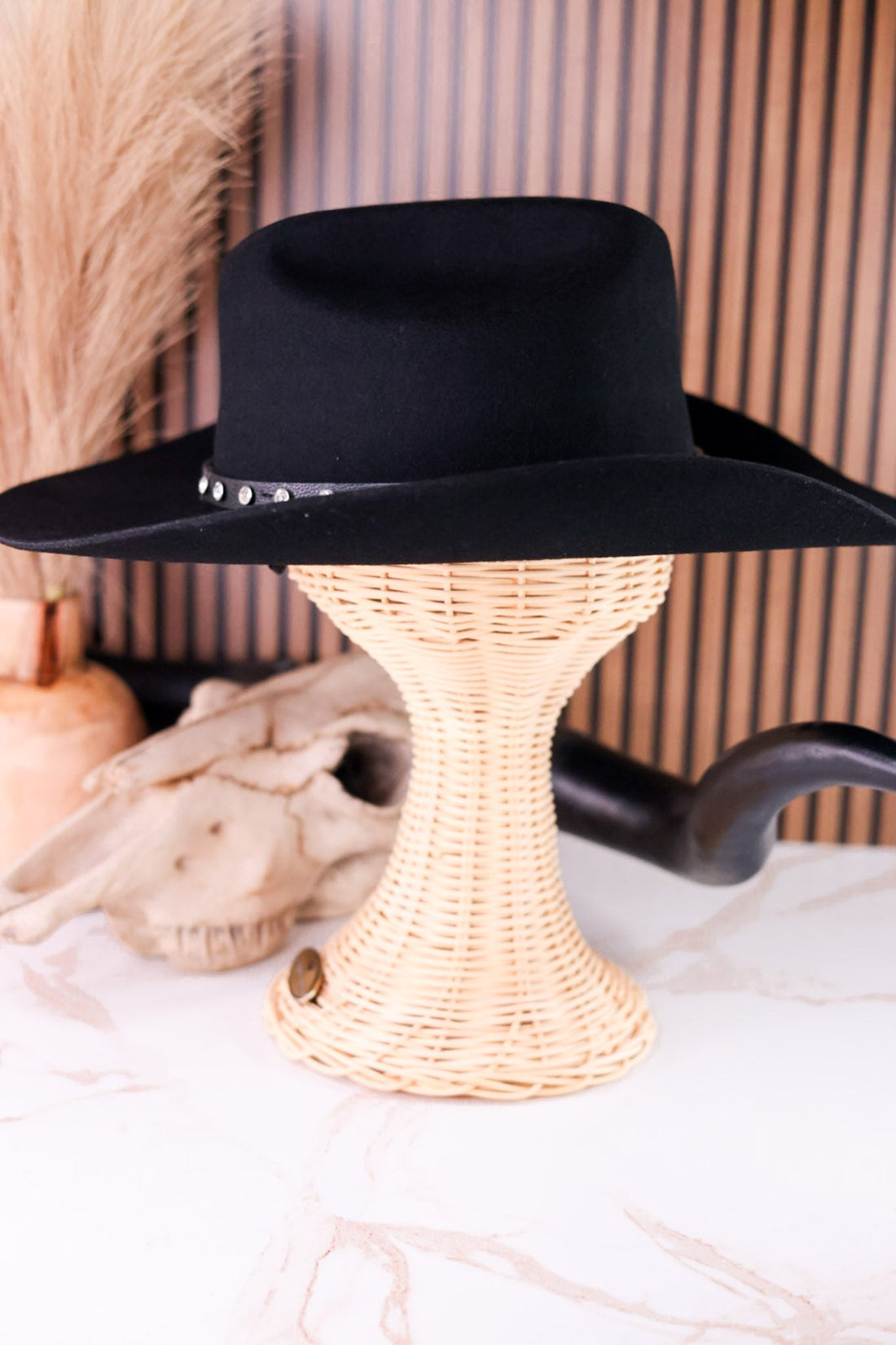 Wrangler Black Wool Cowboy Hat With Rhinestone Band - Whiskey Skies - SAN DIEGO HAT COMPANY