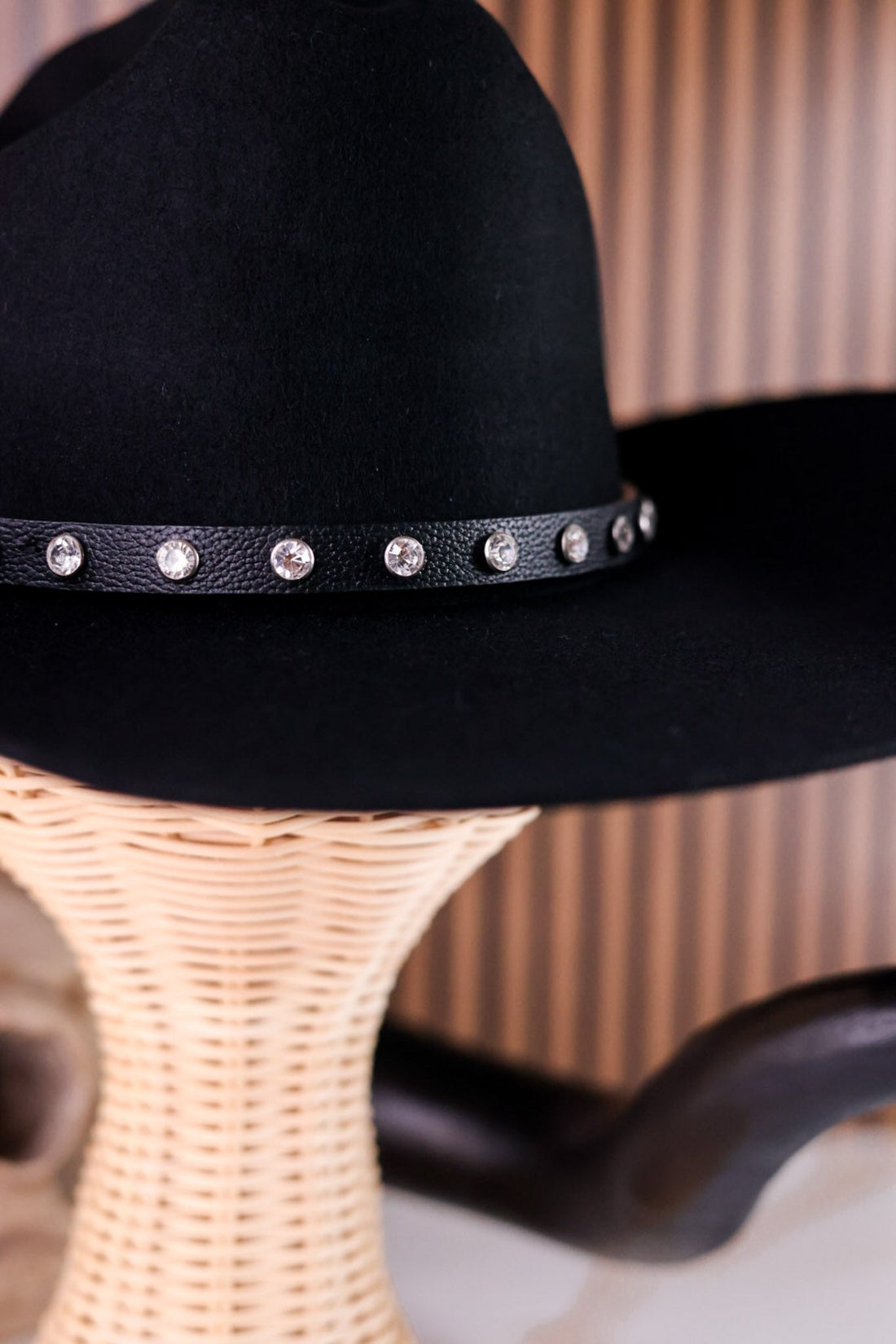 Wrangler Black Wool Cowboy Hat With Rhinestone Band - Whiskey Skies - SAN DIEGO HAT COMPANY