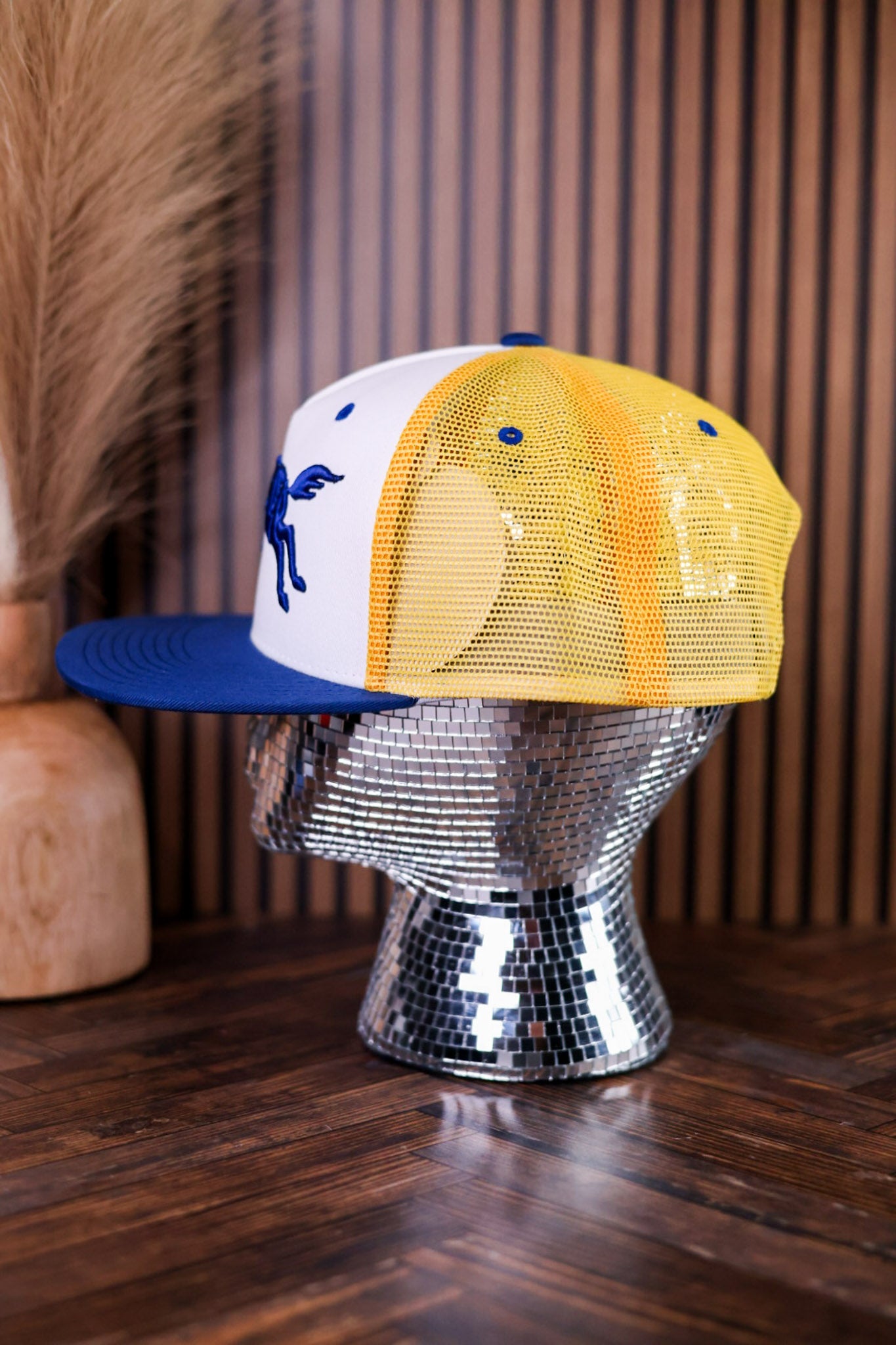 Wrangler "Free Spirit" Yellow, Blue, & White Trucker Hat - Whiskey Skies - CAPX