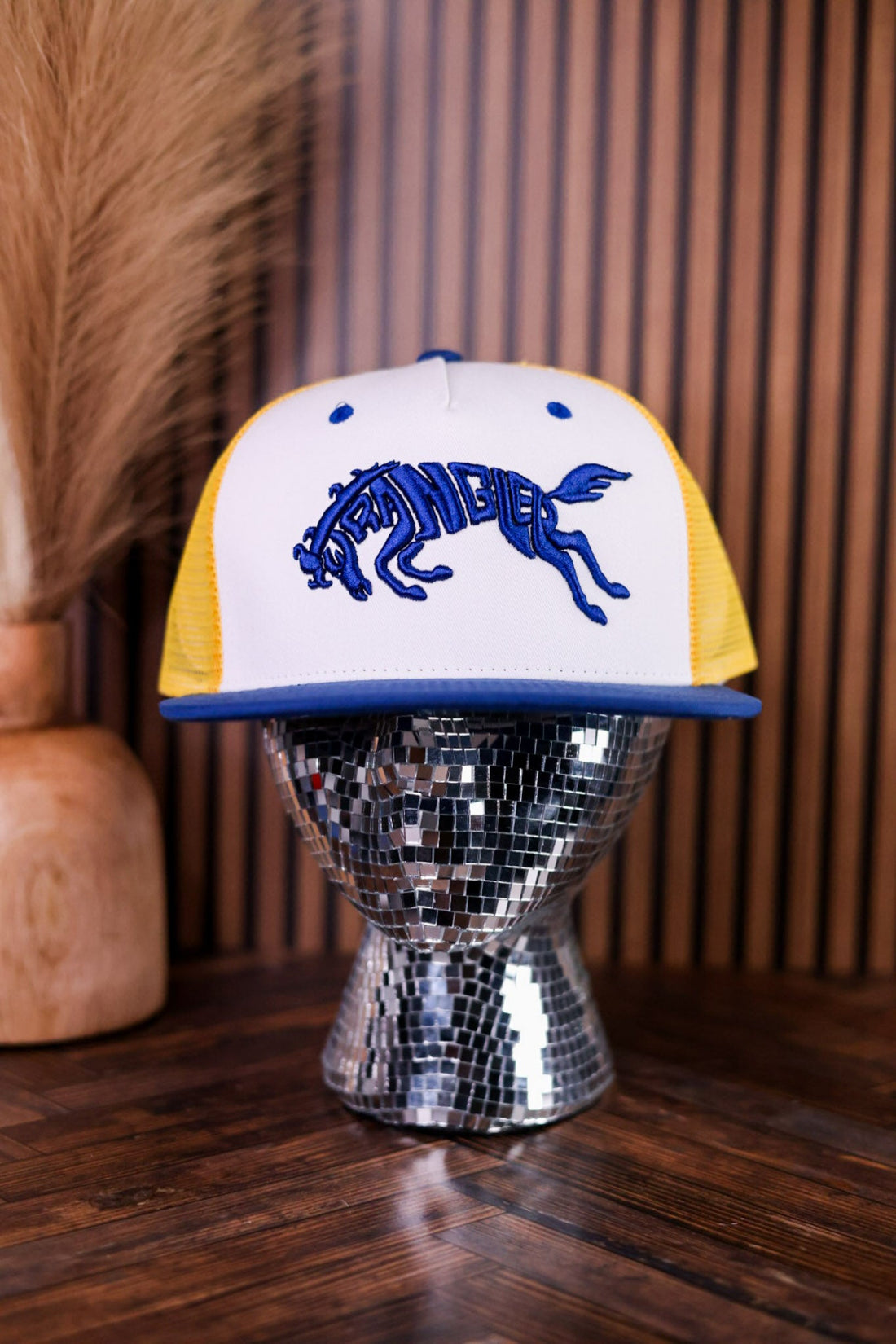 Wrangler "Free Spirit" Yellow, Blue, & White Trucker Hat - Whiskey Skies - CAPX