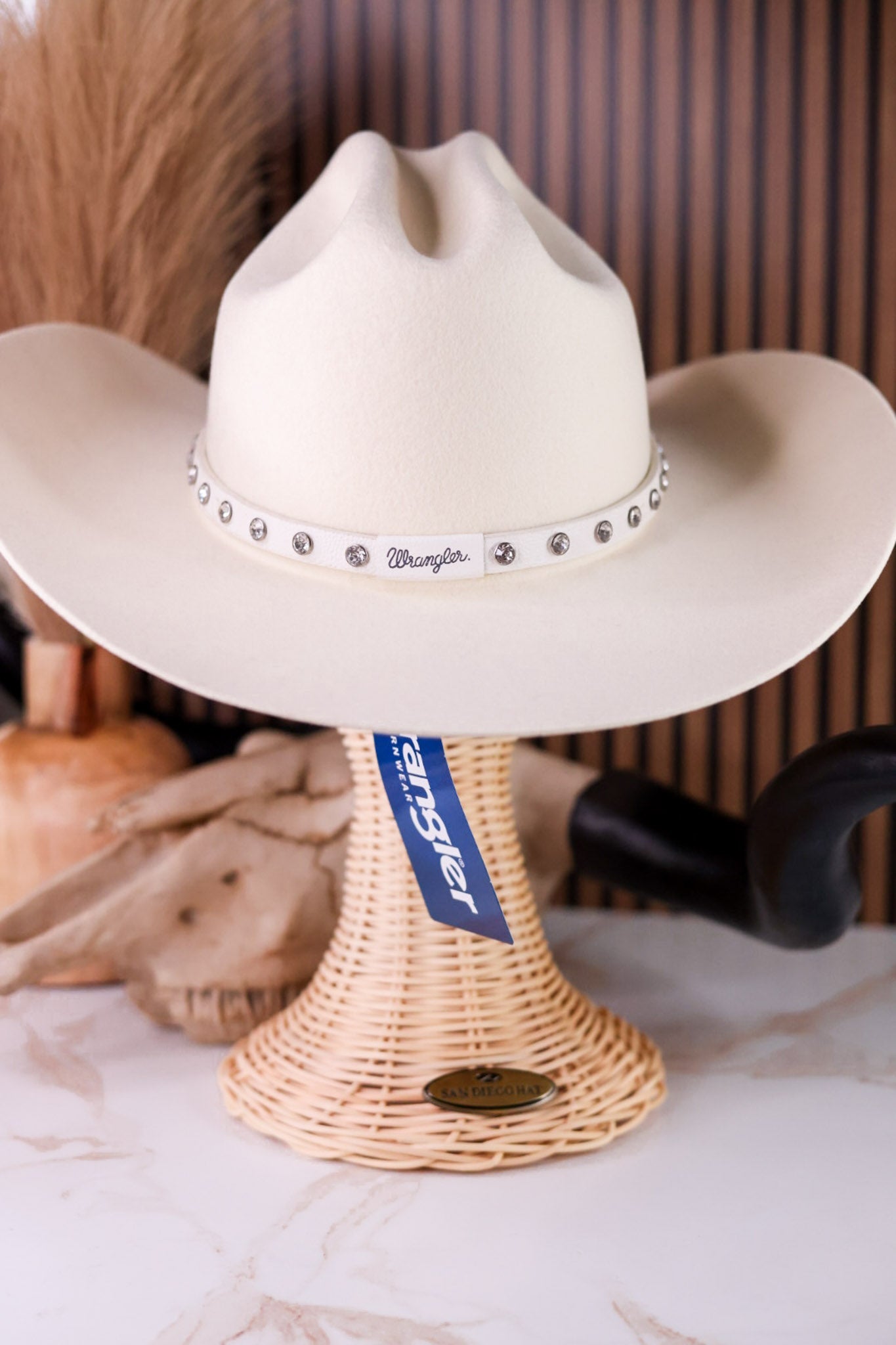 Wrangler Ivory Cowboy Hat With Rhinestone Band - Whiskey Skies - SAN DIEGO HAT COMPANY