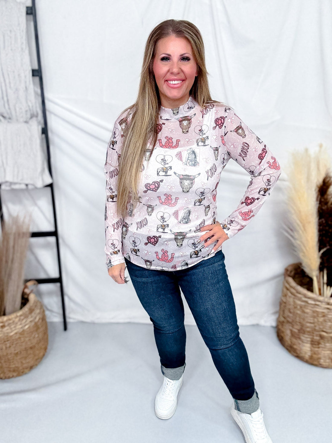 XOXO Rodeo Long Sleeve Mesh Top - Whiskey Skies - STERLING KREEK