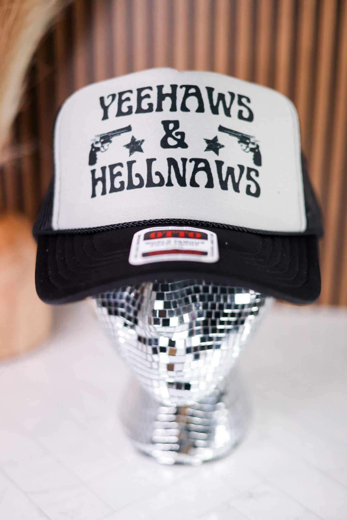 Yeehaws & Hellnaws Snapback Trucker Hat - Whiskey Skies - 1/2 PENNY WHOLESALE