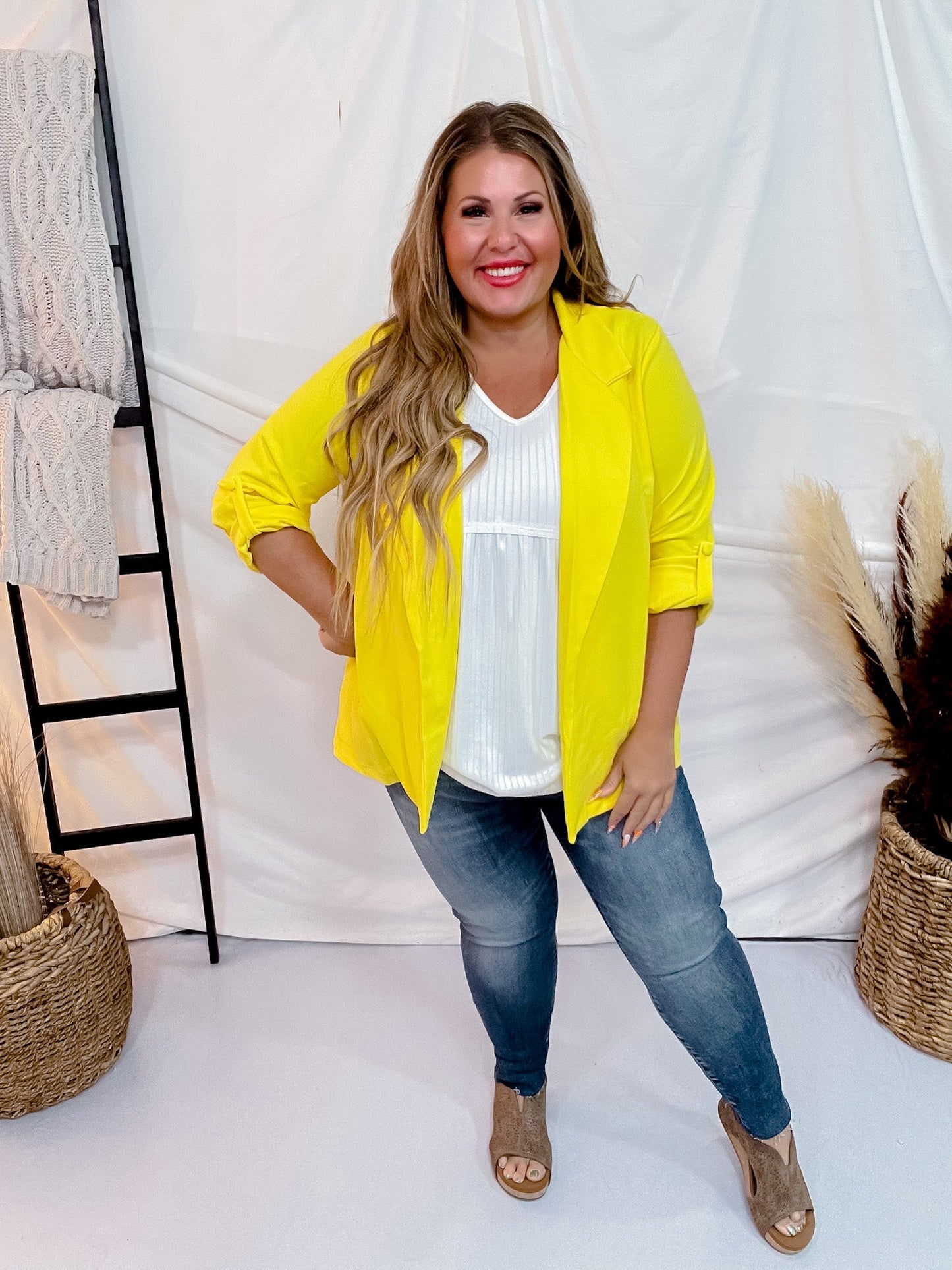 Yellow Boyfriend Blazer - Whiskey Skies - ANDREE BY UNIT