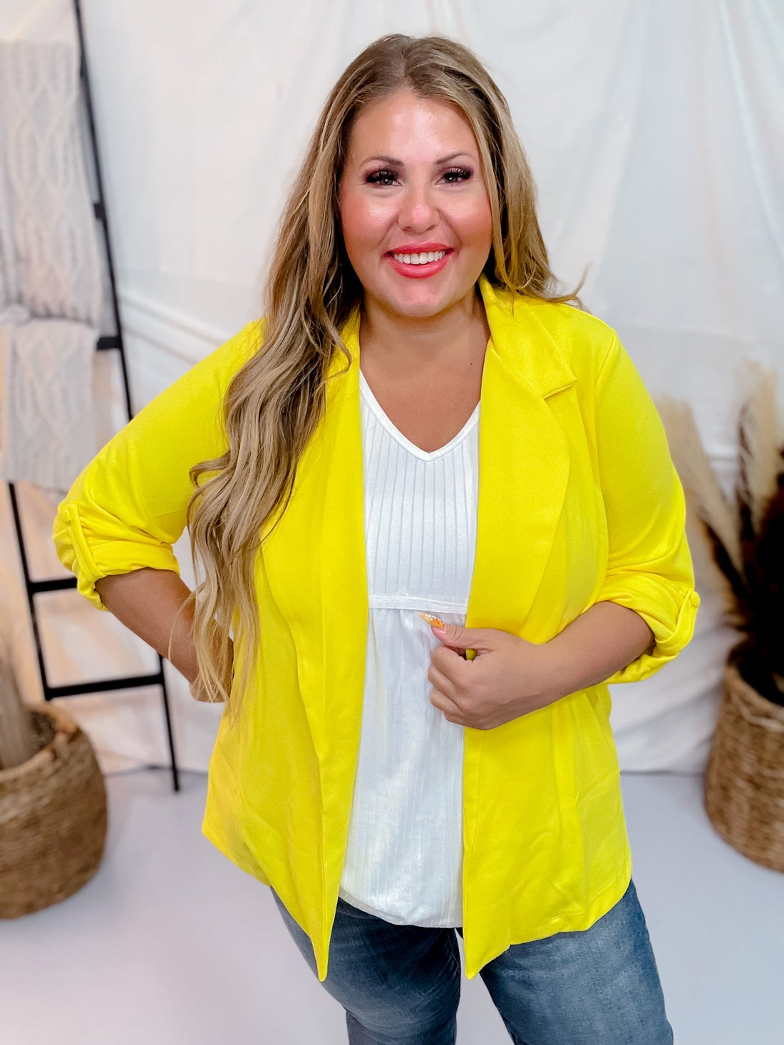 Yellow Boyfriend Blazer - Whiskey Skies - ANDREE BY UNIT