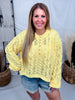 Yellow Cable Knit Sweater With Rolled Sleeves - Whiskey Skies - BIBI