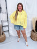 Yellow Cable Knit Sweater With Rolled Sleeves - Whiskey Skies - BIBI