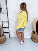 Yellow Cable Knit Sweater With Rolled Sleeves - Whiskey Skies - BIBI