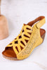 Yellow Leather Inocencia Wedge Sandals - Whiskey Skies - SPRING FOOTWEAR
