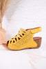 Yellow Leather Inocencia Wedge Sandals - Whiskey Skies - SPRING FOOTWEAR
