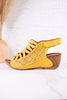 Yellow Leather Inocencia Wedge Sandals - Whiskey Skies - SPRING FOOTWEAR