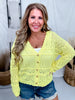 Yellow Long Sleeve Knit Cardigan With Scalloped Edges - Whiskey Skies - WHITE BIRCH