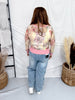 Yellow & Mauve Floral Print Sheer Long Sleeve Button Front Cardigan - Whiskey Skies - SEW IN LOVE