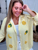 Yellow Striped Button Front Top With Sequin Lemons - Whiskey Skies - SOUTHERN GRACE