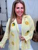 Yellow Striped Button Front Top With Sequin Lemons - Whiskey Skies - SOUTHERN GRACE