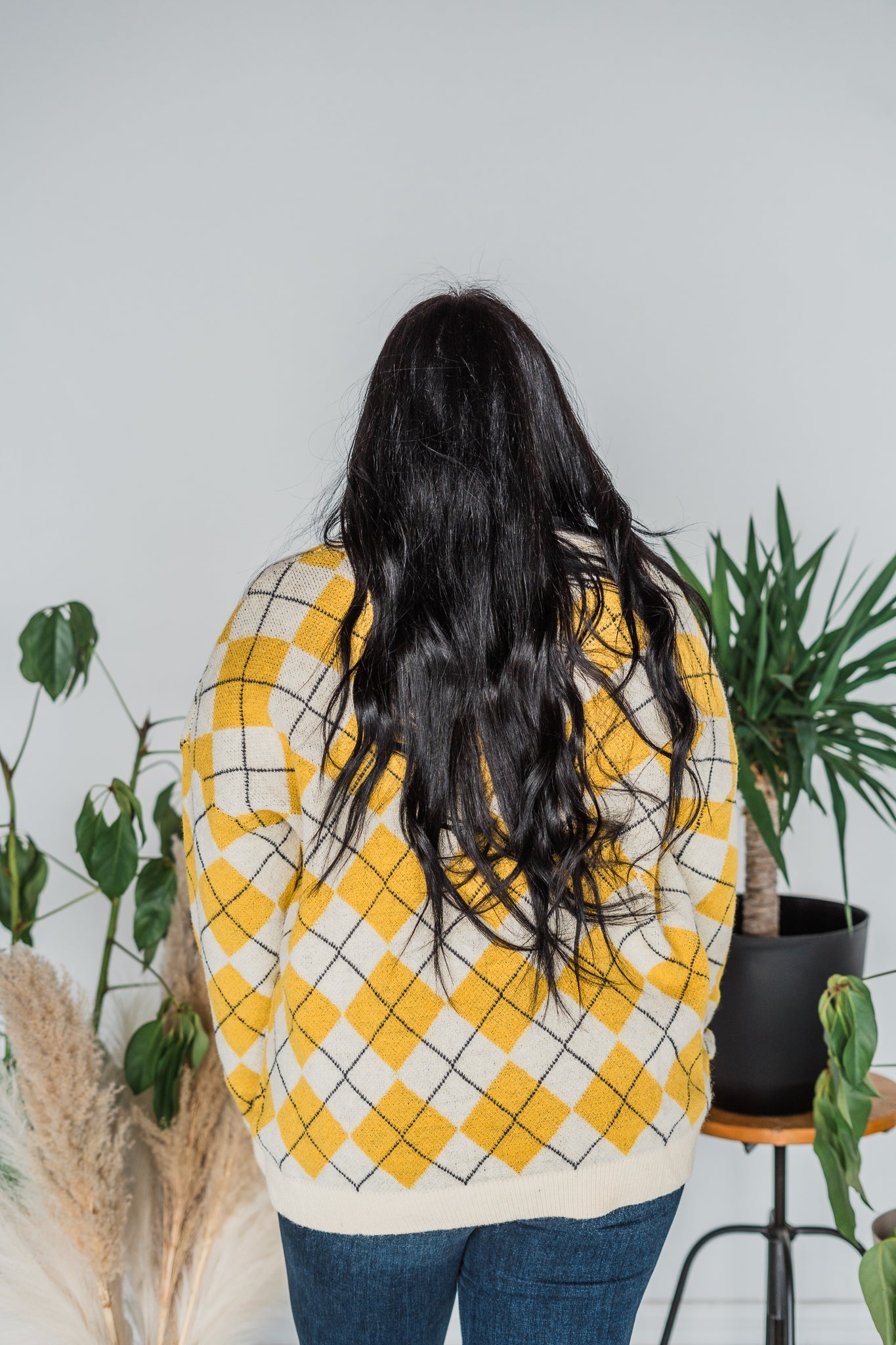 Yellow & White Plaid Knit Sweater - Whiskey Skies - DAVI & DANI