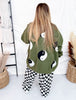 Yin Yang Olive Button Up Long Sleeve Cardigan - Whiskey Skies - JADE BY JANE