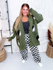 Yin Yang Olive Button Up Long Sleeve Cardigan - Whiskey Skies - JADE BY JANE