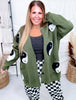 Yin Yang Olive Button Up Long Sleeve Cardigan - Whiskey Skies - JADE BY JANE