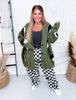 Yin Yang Olive Button Up Long Sleeve Cardigan - Whiskey Skies - JADE BY JANE