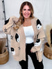 Yin Yang Star Print Cardigan In Oatmeal - Whiskey Skies - JADE BY JANE