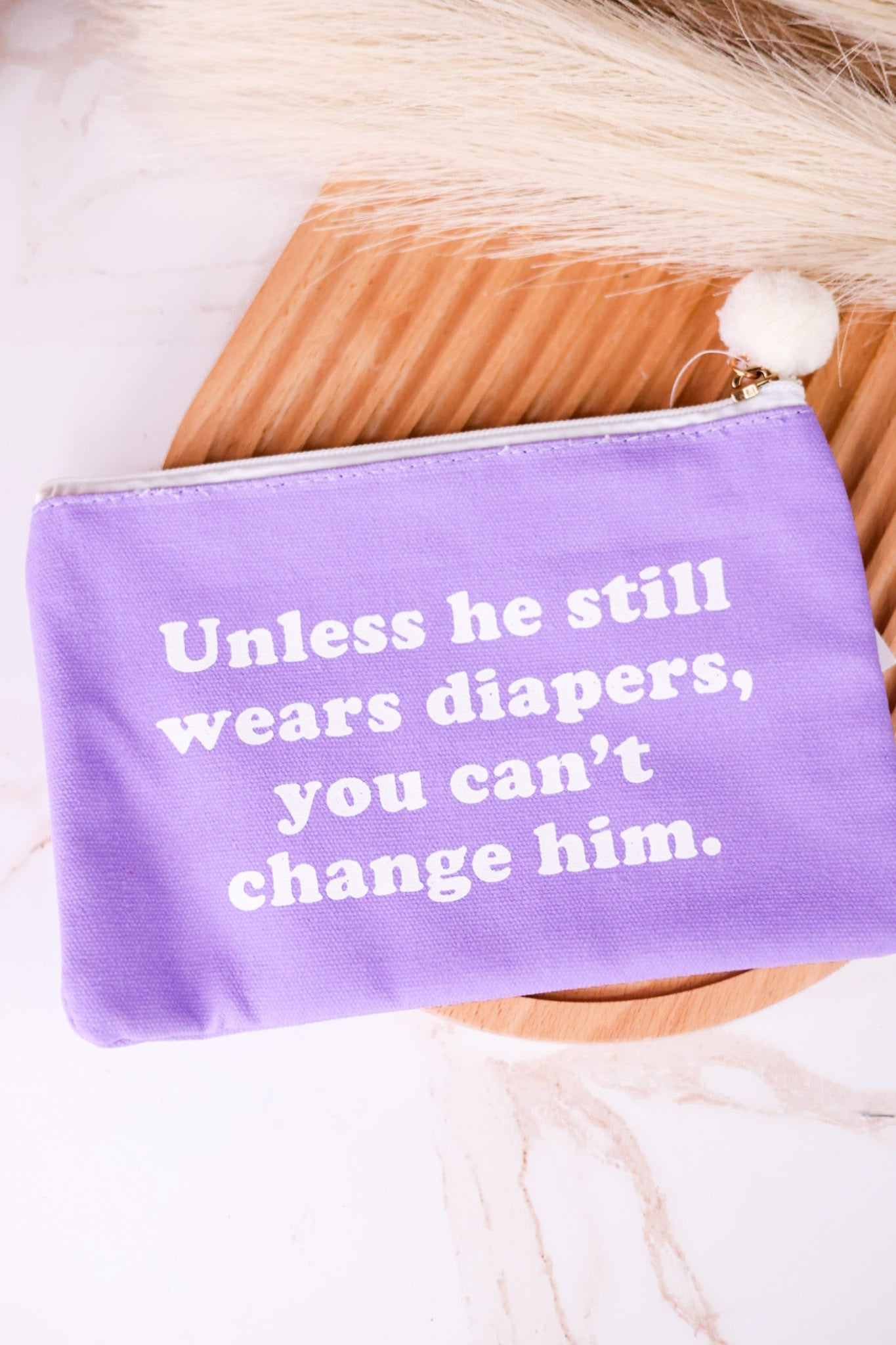 You Can't Change Him Purple Canvas Bag - Whiskey Skies - TOTALEE GIFT
