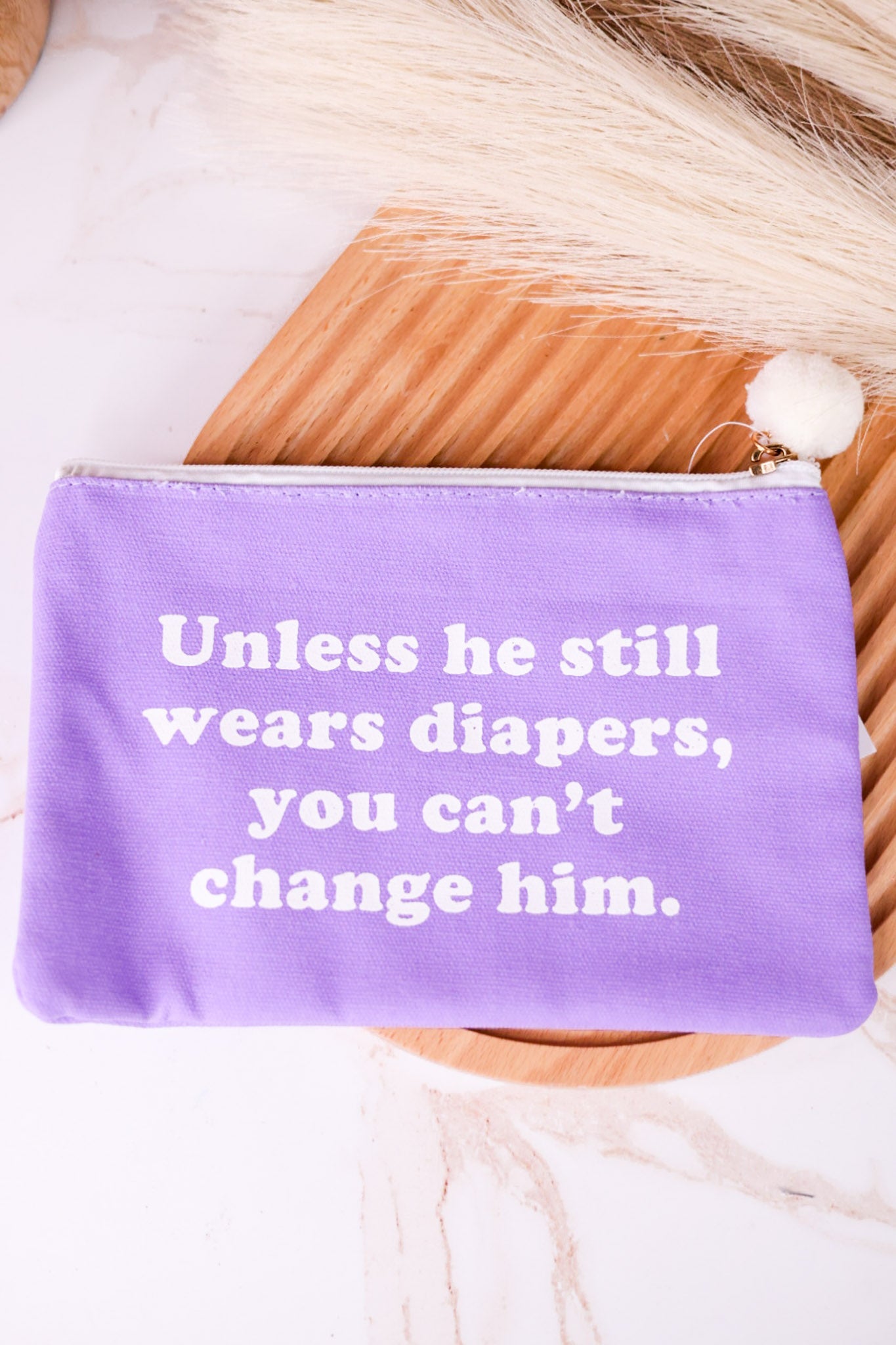 You Can't Change Him Purple Canvas Bag - Whiskey Skies - TOTALEE GIFT