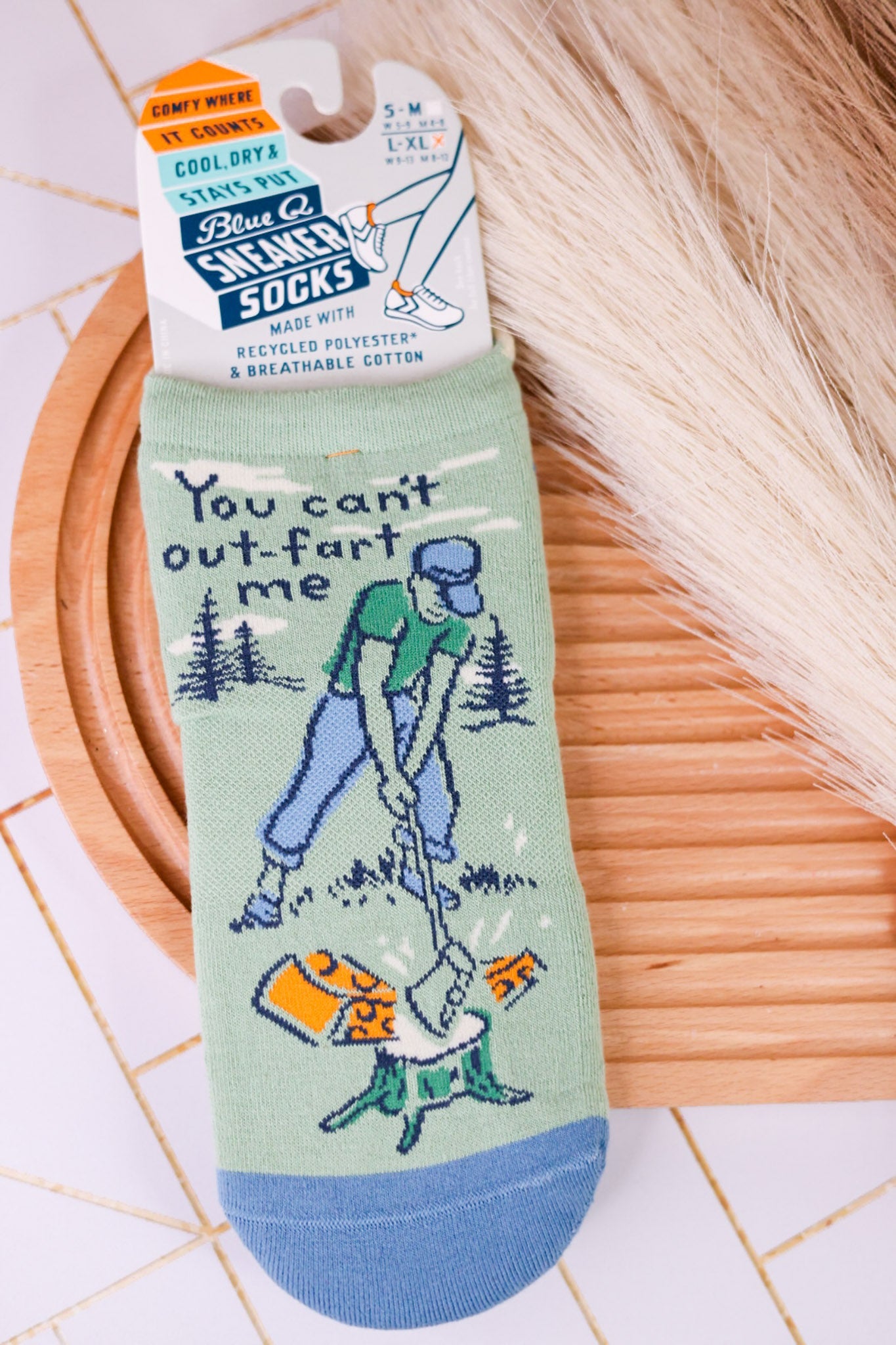 "You Can't Out - Fart Me" Sneaker Socks - Whiskey Skies - BLUE Q