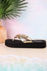 You Go Girl Flip Flops With Gold Straps - Whiskey Skies - CORKYS FOOTWEAR