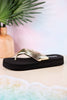 You Go Girl Flip Flops With Gold Straps - Whiskey Skies - CORKYS FOOTWEAR