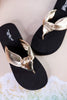You Go Girl Flip Flops With Gold Straps - Whiskey Skies - CORKYS FOOTWEAR