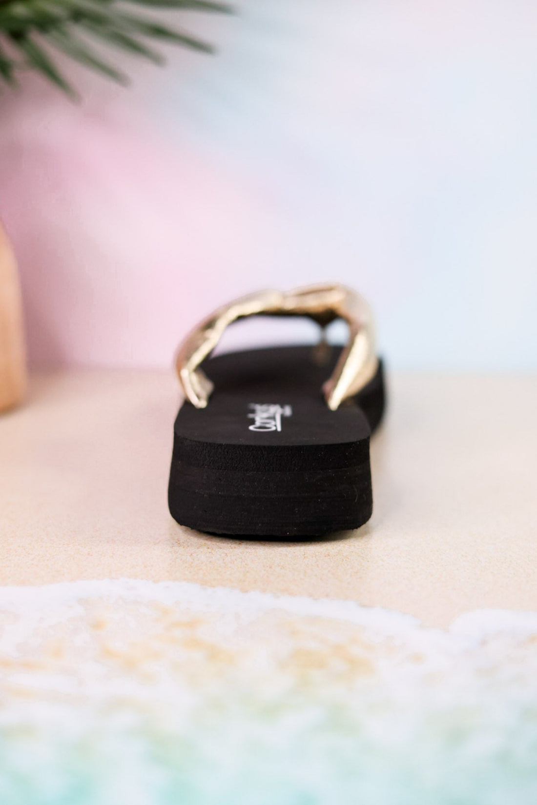 You Go Girl Flip Flops With Gold Straps - Whiskey Skies - CORKYS FOOTWEAR