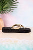 You Go Girl Flip Flops With Gold Straps - Whiskey Skies - CORKYS FOOTWEAR
