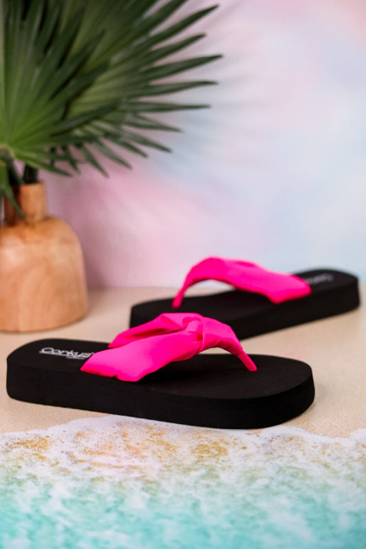 You Go Girl Flip Flops With Pink Straps - Whiskey Skies - CORKYS FOOTWEAR