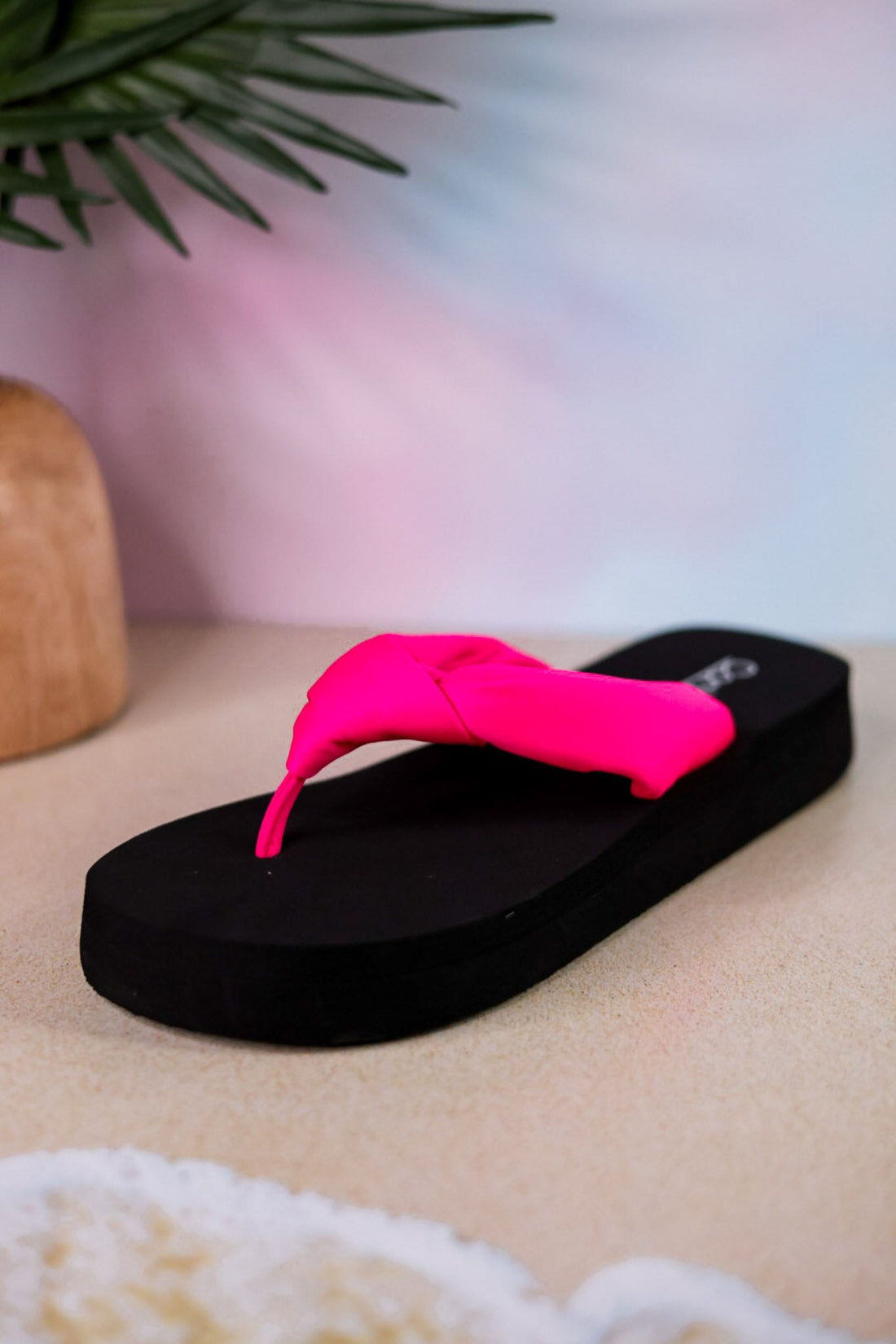 You Go Girl Flip Flops With Pink Straps - Whiskey Skies - CORKYS FOOTWEAR