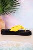 You Go Girl Flip Flops With Yellow Straps - Whiskey Skies - CORKYS FOOTWEAR