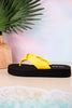 You Go Girl Flip Flops With Yellow Straps - Whiskey Skies - CORKYS FOOTWEAR