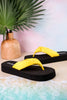 You Go Girl Flip Flops With Yellow Straps - Whiskey Skies - CORKYS FOOTWEAR