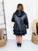 Zip Up Hooded Black Faux Leather Jacket - Whiskey Skies - WHITE BIRCH