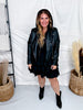Zip Up Hooded Black Faux Leather Jacket - Whiskey Skies - WHITE BIRCH