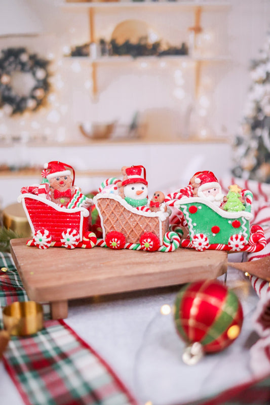 3" Clay Holiday Sleigh Ornaments (3 Styles) - Whiskey Skies