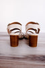 3 Strap Cream Heeled Sandals - Whiskey Skies