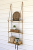 3 - Tiered Wood & Rope Wall Shelf - Whiskey Skies - KALALOU