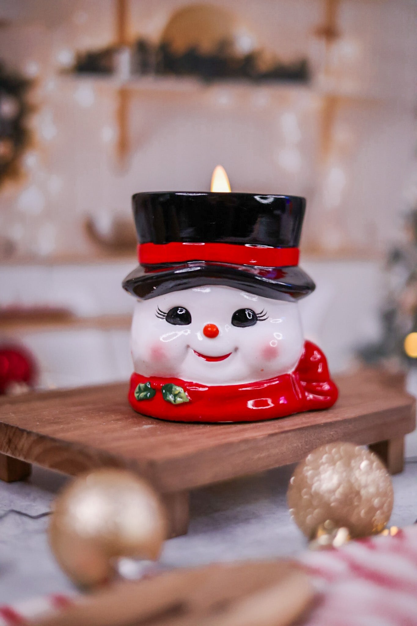 4" Snowman Candle - Whiskey Skies