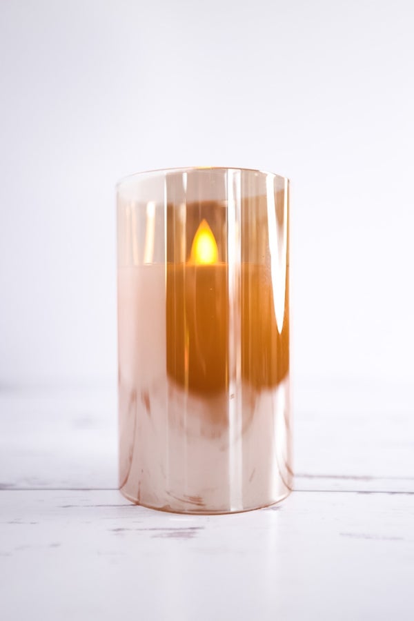 5" Battery-Operated Small Flicker Flame Candle In Glass Jar - Whiskey Skies