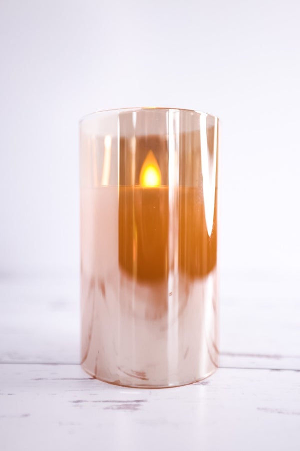5" Battery-Operated Small Flicker Flame Candle In Glass Jar - Whiskey Skies