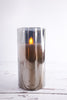 6" Battery-Operated Small Flicker Flame Candle In Grey Glass Jar - Whiskey Skies