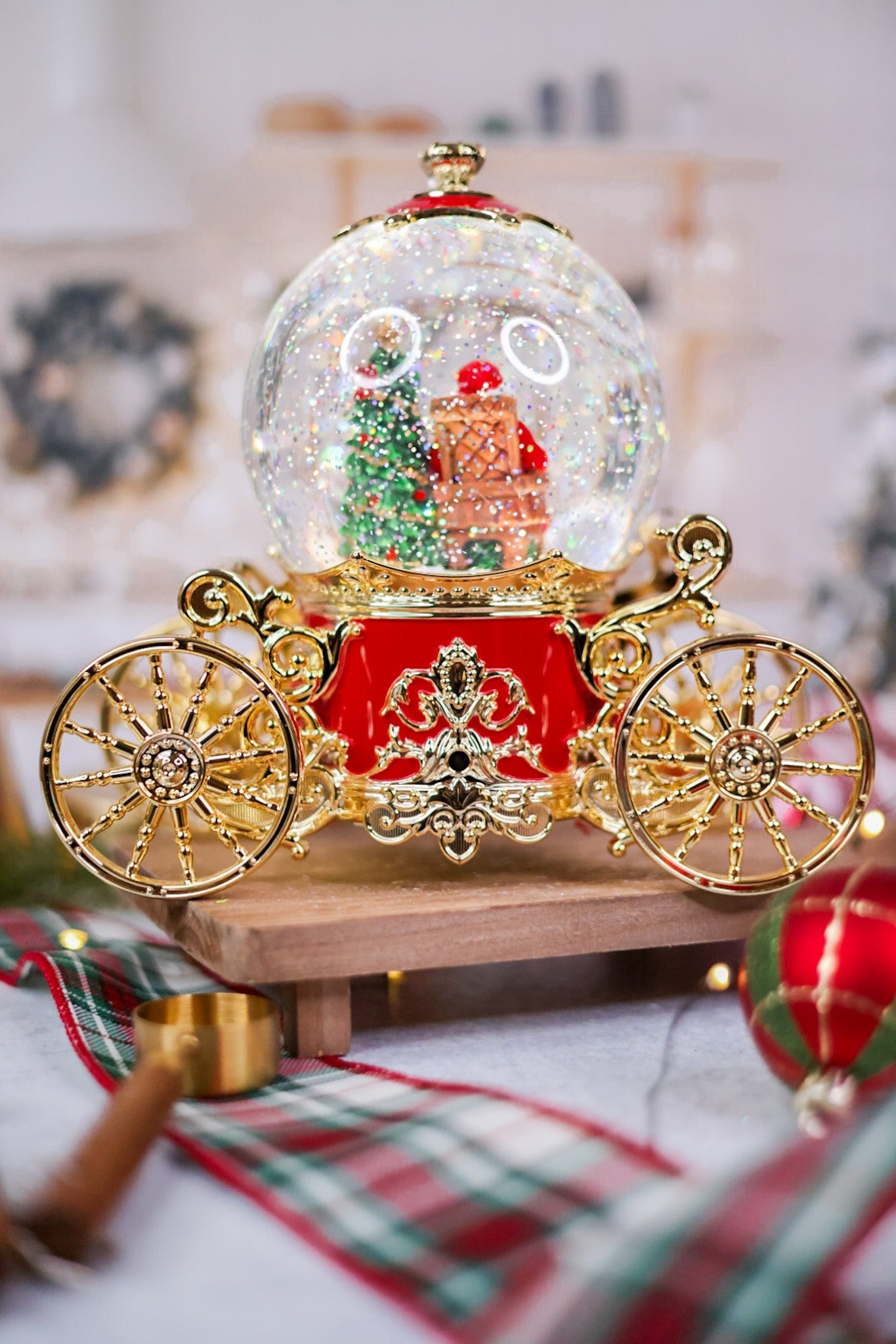 7.8" Musical Lighted Spinning Christmas Carriage Water Globe - Whiskey Skies