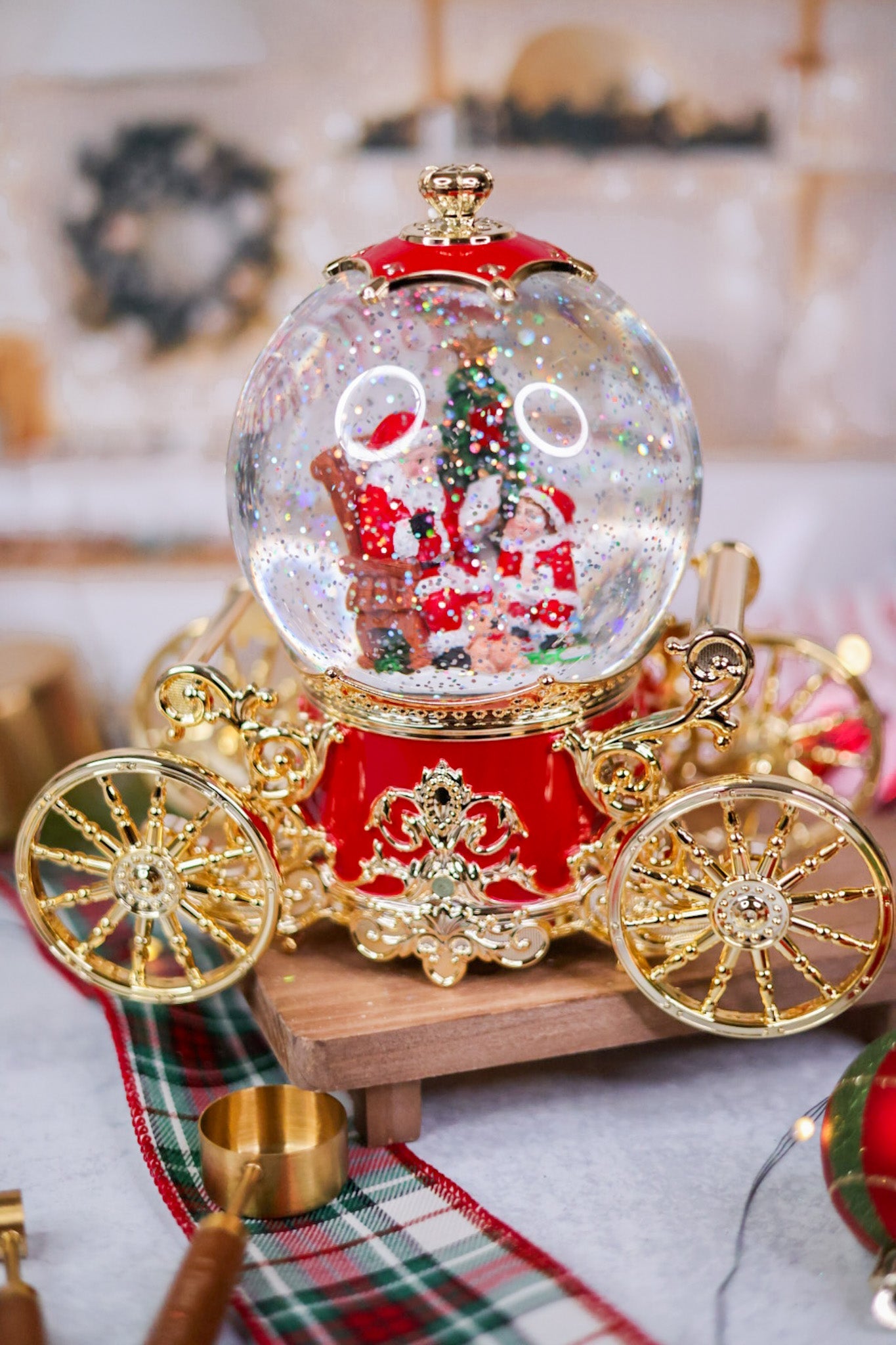 7.8" Musical Lighted Spinning Christmas Carriage Water Globe - Whiskey Skies