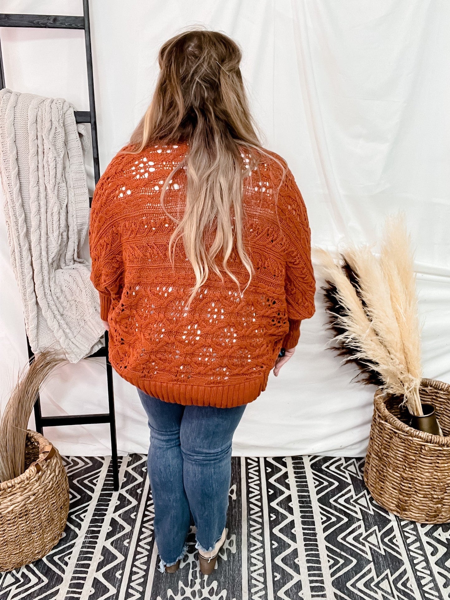 Rust Dolman Open Sweater Cardigan